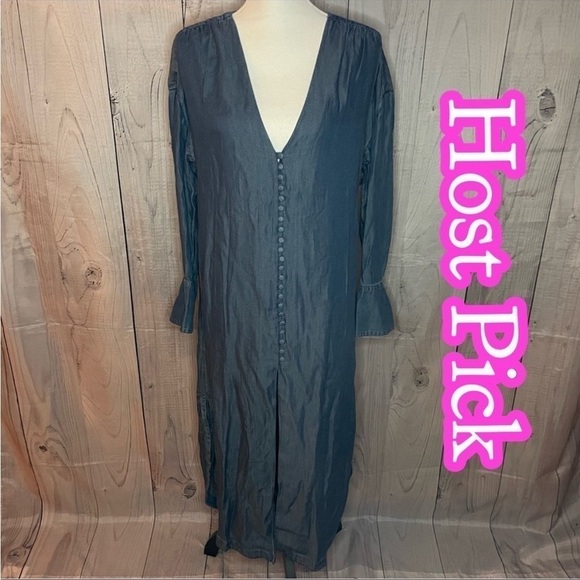 ✅5X Host Pick✅ Free People Button Front Long Denim Dress, XS - Picture 1 of 12